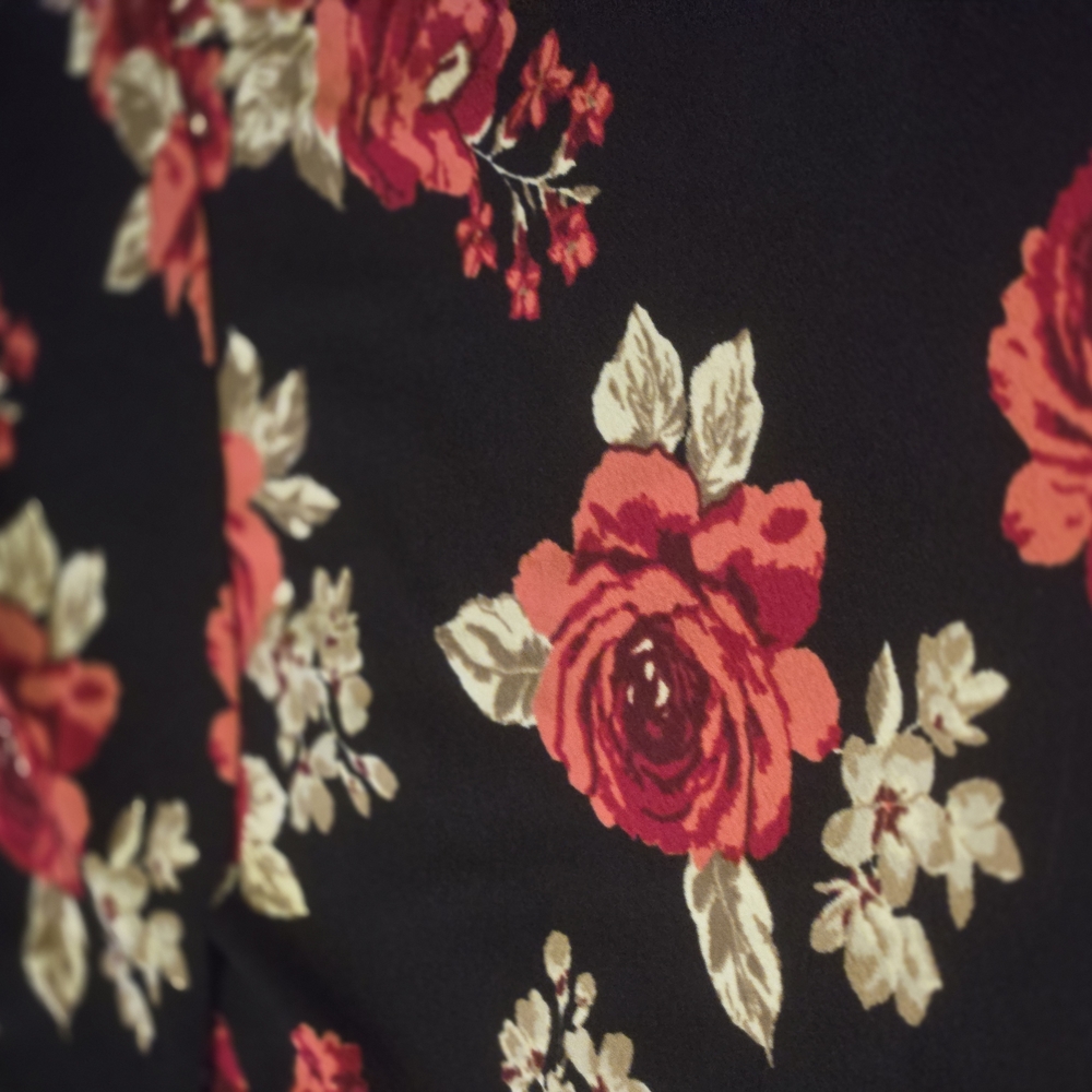 Floral Print Black Dress